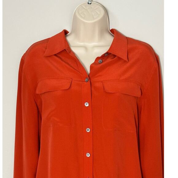 Vince Camuto Two By Silk Utility Blouse in Rust Orange Size S - Picture 6 of 11